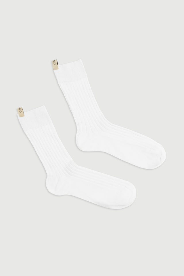 The Yves Sock in White, Egyptian cotton sock by Comme Si